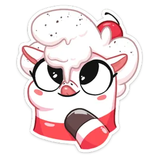 😛 629feace Kreskówka, Babeczka, Słodkie, Wiśnia, Deser telegram sticker