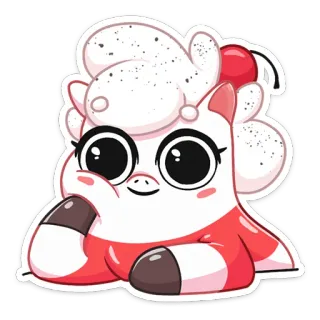 😏 a12a9ced Kreskówka, Uroczy, Zwierzę, Naklejka, Kawaii, Deser, Słodki telegram sticker
