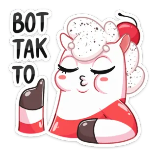 ☝️ f99fd8d7 BOT TAK TO lama, kreskówka, słodki, deser, słodki, zwierzę, kawaii telegram sticker