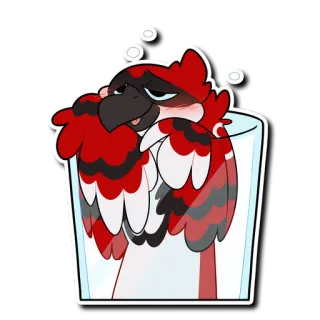 🥴 0e3c4067 bird, glass, cartoon, animal, red, white, black whatsapp sticker