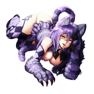 🧐 a2732665 猫娘, 动漫, 漫画, 兽人, 猫, 奇幻, 紫色, 小丑 telegram sticker