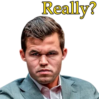 🤔 69115840 Magnus Carlsen Really? 체스, 매그너스 칼슨, 밈, 표정, 의심, 질문, 진짜 whatsapp sticker