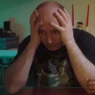 😰 6b040e9a pria, khawatir, stres, kesal, sedih, cemas, kepala di tangan telegram sticker