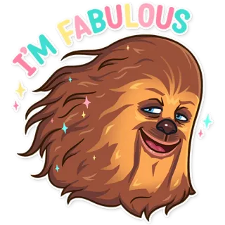 😏 3b786245 Chewbacca Star Wars I'M FABULOUS Чубакка, Звездные войны, потрясающий, смешной, мультфильм, наклейка telegram sticker