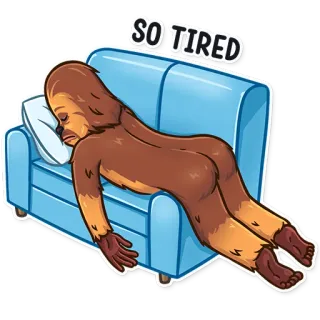😴 4e5feb7e SO TIRED уставший, сонный, диван, отдых, расслабленный, мультфильм telegram sticker