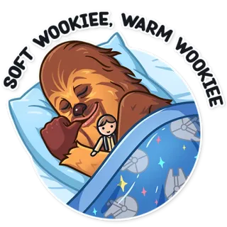 😴 a361ed61 Chewbacca Star Wars SOFT WOOKIEE, WARM WOOKIEE Чубакка, Вуки, Звездные войны, спящий, милый, мультфильм, фанарт telegram sticker