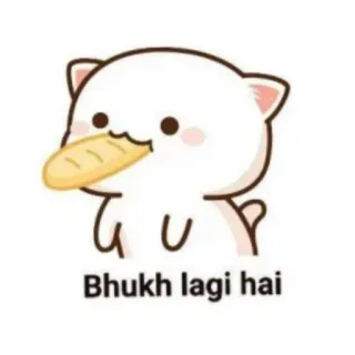 🥲 0f27f059 Bhukh lagi hai gatto, cartone animato, affamato, snack, pane, carino telegram sticker