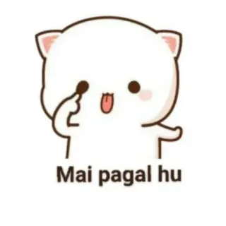 🤪 31dbcbfc Mai pagal hu carino, gatto, espressione, cartone animato, hindi telegram sticker