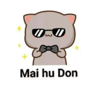 😎 481d301c Mai hu Don gatto, occhiali da sole, papillon, carino, animato telegram sticker
