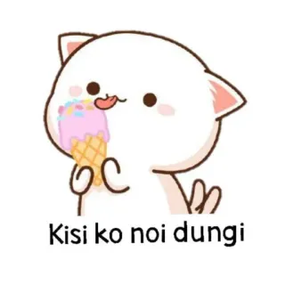 😛 71761433 Kisi ko noi dungi gatto, gelato, cartone animato, kawaii, carino, adesivo telegram sticker
