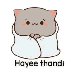 🥶 89d14618 Hayee thandi gatto, carino, coperta, kawaii, inverno, freddo telegram sticker