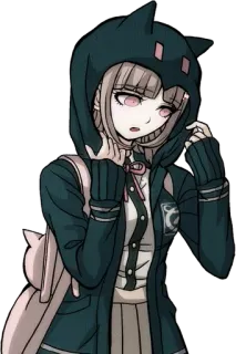 🌟 2277ca4b Chiaki Nanami Danganronpa Аниме, Видеоигра, Чиаки Нанами, Danganronpa, Милый, Девушка, Толстовка, Каваий telegram sticker