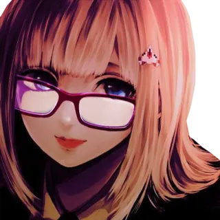 😎 00534795 Anime, Ragazza, Occhiali, Carina, Ritratto whatsapp sticker