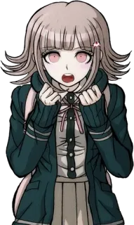 😍 07239140 Chiaki Nanami Danganronpa anime, ragazza, occhi rosa, uniforme scolastica, Danganronpa whatsapp sticker