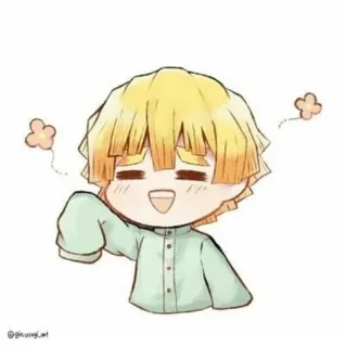 ©️ 9f83468a Zenitsu Agatsuma Demon Slayer 动漫, 鬼灭之刃, Q版, 善逸, 贴纸 telegram sticker