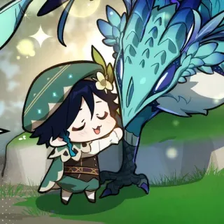 ©️ fba64bd9 Venti Genshin Impact 电子游戏, 动漫, 可爱, 角色, 粉丝作品, 卡哇伊 telegram sticker