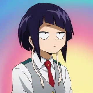 😒 68af92f6 Kyoka Jiro My Hero Academia 애니메이션, 소녀, 영웅, 학교, 헤드폰, 지루한 whatsapp sticker