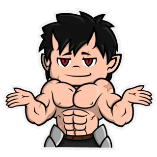 🤷‍♂️ 68bf60c9 Cartone animato, Muscoloso, Demone, Scrollata di spalle, Personaggio, Diavolo, Anime telegram sticker