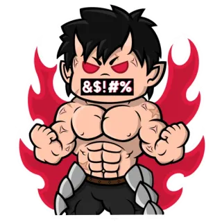 🤬 e2145d91 &$!#% arrabbiato, muscoloso, demone, cartone animato, volgarità, offensivo, anime telegram sticker