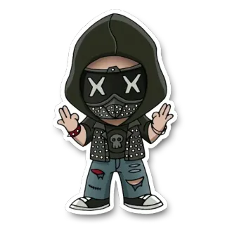 🕶 2edb409c Watch Dogs character Watch Dogs 看门狗, 黑客, 角色, 电子游戏, 中指 whatsapp sticker