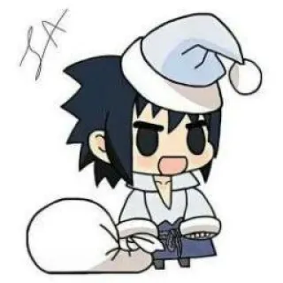 🎅 494149c2 Sasuke Uchiha Naruto Anime, Manga, Chibi, Navidad, Santa Claus, Sasuke, Uchiha, Fanart telegram sticker