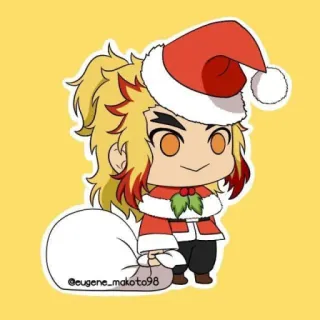 🎅 ea41683e Anime, Navidad, Santa Claus, Ilustración, Lindo, Arte digital, Rengoku, Demon Slayer telegram sticker