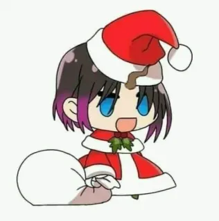 🎅 fdc547f6 Elma Miss Kobayashi's Dragon Maid Anime, Chibi, Navidad, Gorro de Papá Noel, Elma, Dragon Maid telegram sticker