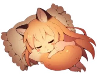 💤 55865965 anime, sleep, foxgirl, cute, sleepy, kawaii, animal ears telegram sticker