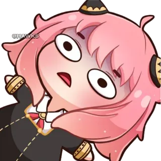 😧 2e9ab2a0 Anya @HAWKS Аня Форджер, Spy x Family, Аниме, Чиби, В шоке, Мультфильм telegram sticker