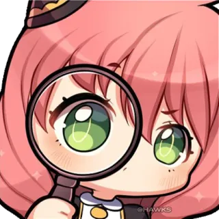 🔍 39011e81 Anya Forger Spy x Family @HAWKS Аня, Spy x Family, аниме, мультфильм, лупа, милый telegram sticker