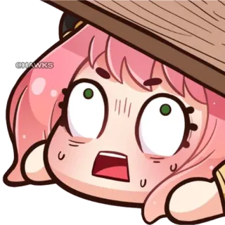 😰 99dea8c6 Anya @HAWKS Аниме, Наклейка, Милый, Розовые волосы, Spy x Family, Мультфильм telegram sticker