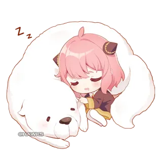 😴 ae719733 Anya Forger Spy x Family ZZ Аня, Spy x Family, Аниме, Собака, Сон, Милый, Чиби telegram sticker