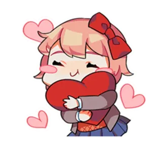 😍 7154f284 Sayori Doki Doki Literature Club Anime, Schattig, Hart, Liefde, Kawaii telegram sticker
