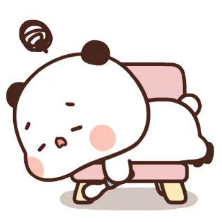 ✨ 8272d90b Panda, Lucu, Mengantuk, Kartun, Kawaii, Lelah, Kursi, Binatang telegram sticker