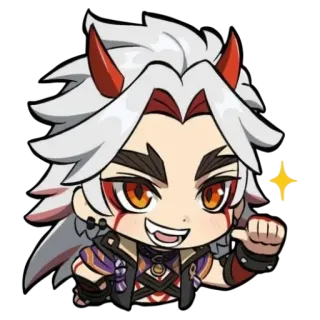 ⛩ 51db2261 Arataki Itto Genshin Impact Animé, Jeu, Personnage, Cornes, Autocollant whatsapp sticker