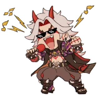 ⛩ 9edcc797 Arataki Itto Genshin Impact Anime, Jeu, Personnage, Chanteur, Chibi whatsapp sticker