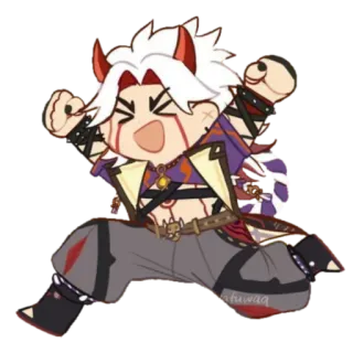 ⛩ aa21bfc7 Arataki Itto Genshin Impact Anime, Genshin Impact, Arataki Itto, Personnage, Chibi whatsapp sticker