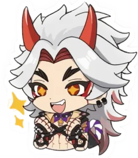 ⛩ b76adf53 Arataki Itto Genshin Impact Arataki Itto, Genshin Impact, Anime, Jeu vidéo, Personnage, Chibi, Cornes, Oni whatsapp sticker