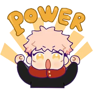💪 4c373008 POWER อนิเมะ, การ์ตูน, สีหน้า, ความกระตือรือร้น, พลัง telegram sticker