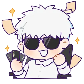 😎 d2dcadab อนิเมะ, การ์ตูน, ตัวละคร, แว่นกันแดด, เงิน, ความสำเร็จ, มีความสุข telegram sticker