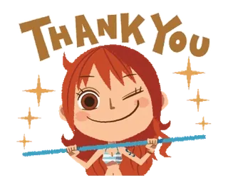 ✨ c0afc008 Nami One Piece Thank You ขอบคุณ, อนิเมะ, นามิ, วันพีซ, ขยิบตา, น่ารัก, การ์ตูน telegram sticker