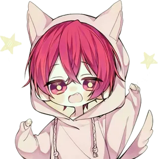 ⭐️ 4b9b6ffa Anime, Kawaii, Niedlich, Katze, Chibi, Manga, Hoodie telegram sticker