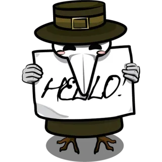 🖐 52ae4f18 HELLO! чумной доктор, привет, приветствие, птица, шляпа telegram sticker