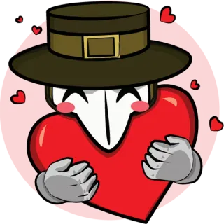 ❤ e3422fee чумной доктор, сердце, любовь, мультик, шляпа, милый telegram sticker