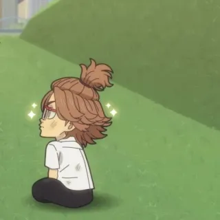 🎐 d20989e3 Anime, Personagem, Sentado, Óculos, Kawaii, Desenho animado telegram sticker