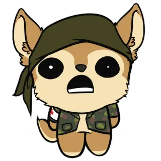 😦 1ab1d95e หมา, สัตว์, ลายพราง, ทหาร, การ์ตูน, ทหาร, เครื่องแบบ telegram sticker