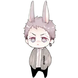 😠 79ccad9b @Hawks kelinci, anime, kartun, imut, karakter, telinga, stiker telegram sticker