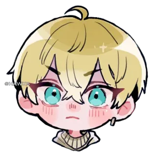 😳 e7e98454 @HAWKS anime, rambut pirang, anting, imut, potret, wajah telegram sticker