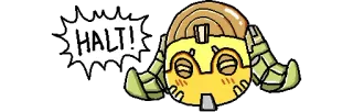 🙋 ba7e071c HALT! 停止, ストップ, ロボット, 警告, コマンド, 黄色 telegram sticker