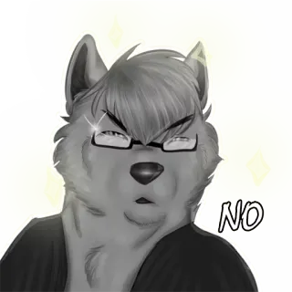 ✋ 369d90af NO 늑대, 동물, 안경, 표정, 아니 telegram sticker